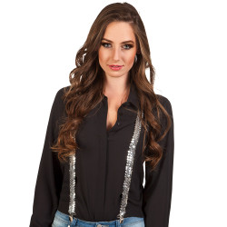 Kšandy (šle) flitrové stříbrné pružné