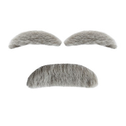 Umělý knír a obočí šedivý