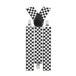 Kostičkované černo-bílé kšandy