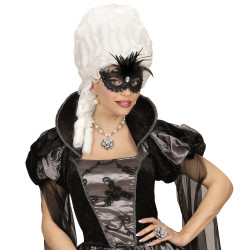 Škraboška s peřím černá