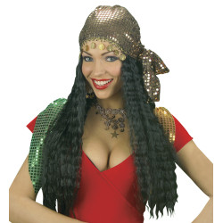 Paruka cikánka se zlatým šátkem