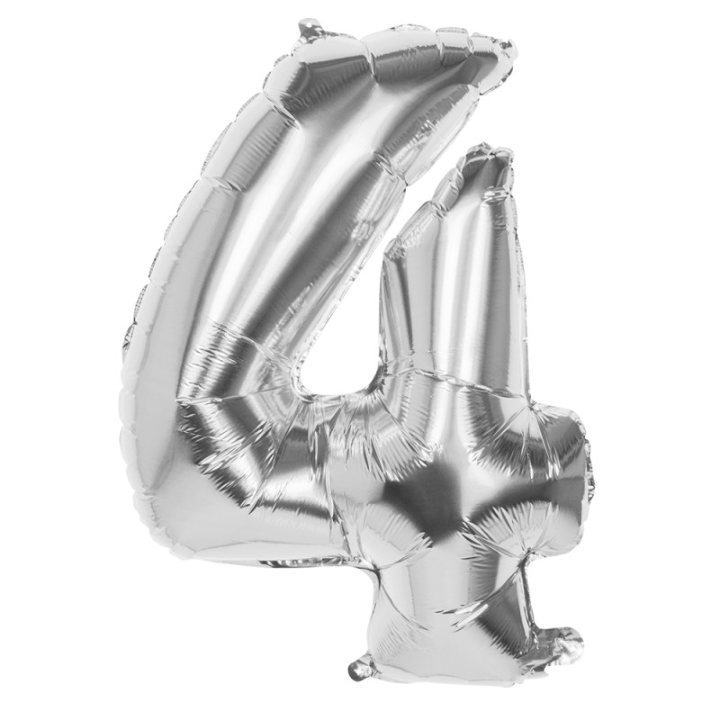 Foliová číslice 4 stříbrná -86 cm