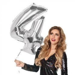 Foliová číslice 4 stříbrná -86 cm