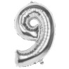 Foliová číslice 9 stříbrná -86 cm
