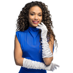 Rukavičky bílé dlouhé nařasené