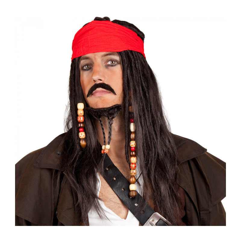 Pirátská paruka se šátkem a korálky