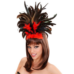 Brazilská čelenka z peří červeno-černá