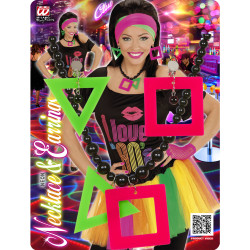 Neonová sada - náhrdelník náušnice retro