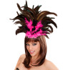 Brazilská čelenka z peří růžovočerná