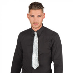 Kravata stříbrná flitrová 40 cm
