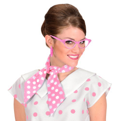 Šátek s puntíky růžovobílý