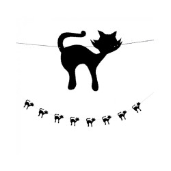 Černá halloweenská girlanda kočka