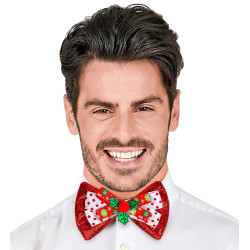 Motýlek s motivem Vánoc červený