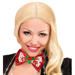 Motýlek s motivem Vánoc červený