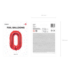 Foliová číslice- 0 červená -86 cm