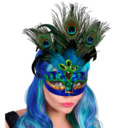 Luxusní škraboška s pavím peřím