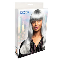 Dámská dlouhá paruka glitrová bílý odstín