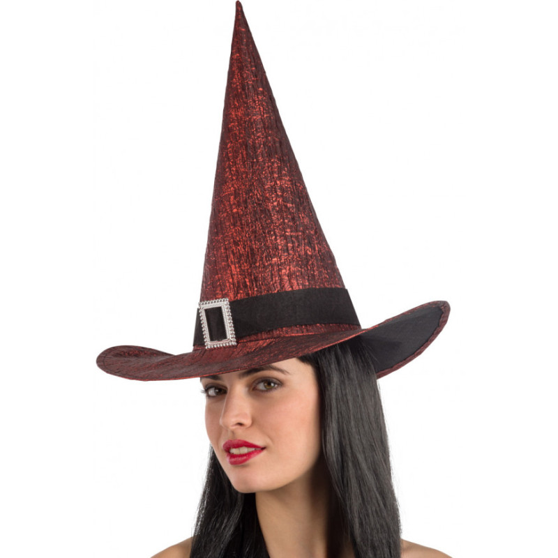 Červený čarodějnický klobouk metalic