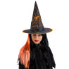 Čarodějnický klobouk s oranžovými vlasy