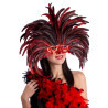 Brazilská čelenka v červeném peří s maskou