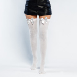 Bílé nadkolenky s bílou mašlí