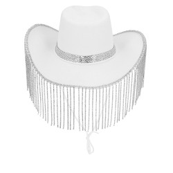 Klobouk Showgirl bílý s korálky
