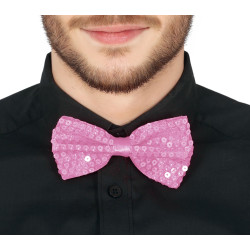 Motýlek růžový flitrový 12 cm