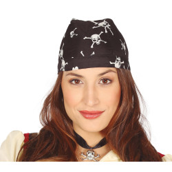 Šátek černý pirátský s lebkami