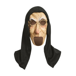 Vinylová maska staré paní s kapucí
