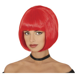 Krátká paruka mikádo s ofinou červená
