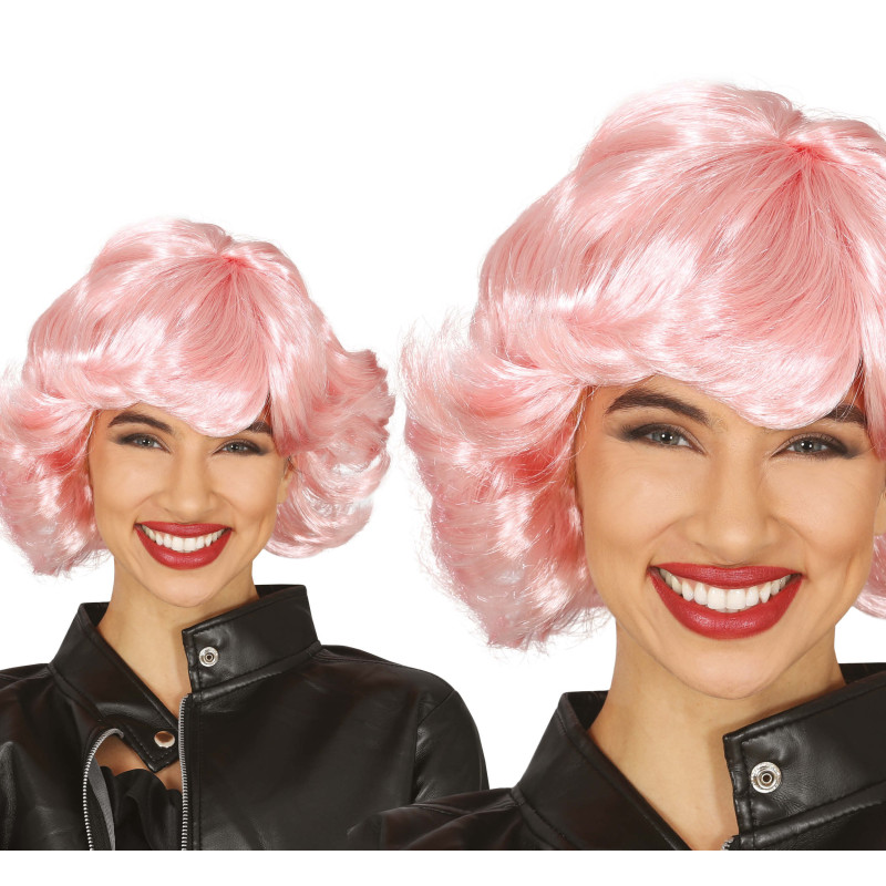 Krátká dámská růžová paruka 50´léta