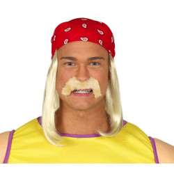 Pánská blond paruka rocker se šátkem a knírkem