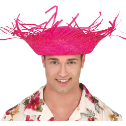 Slaměný klobouk unisex růžový