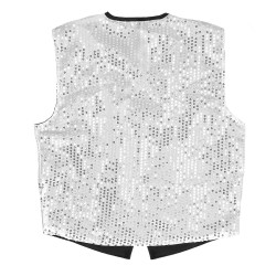 Stříbrná flitrová sada (vesta L/XL a motýlek)