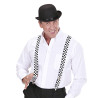 Kostičkované černo-bílé kšandy