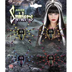 Dekorace neonoví pavouci 4 ks