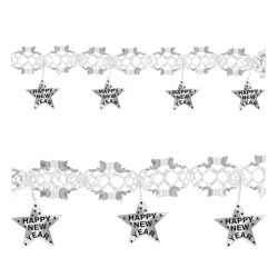 Girlanda Happy HAPPY NEW YEAR stříbrná