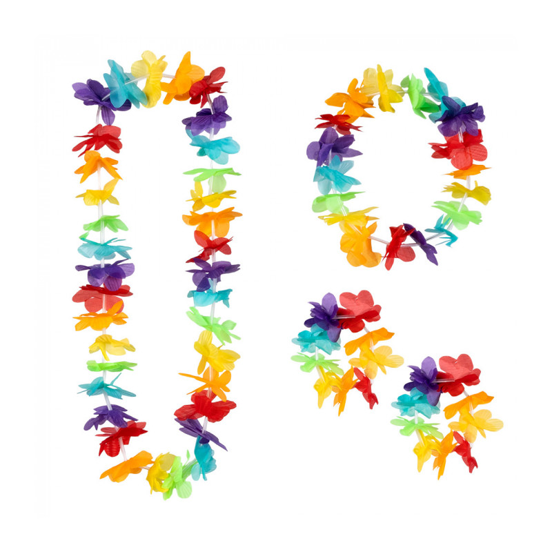 Havajská sada - věnec náramky a čelenka