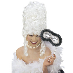 Škraboška s krajkou a hůlkou