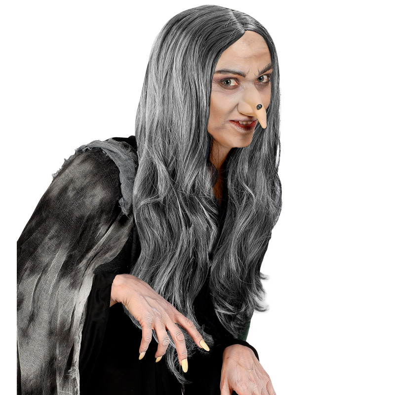 Čarodějnická karnevalová paruka šedivá