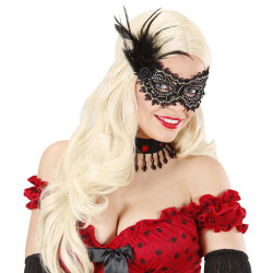 Škraboška černá s peřím