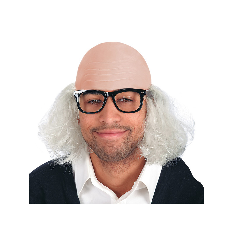 Pleš s vlasy a brýlemi