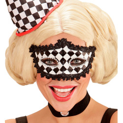 Škraboška šachovnice s krajkou