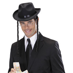 Čierny klobúk rabína s kotletami