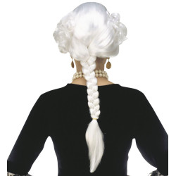 Historická paruka s copem bílá
