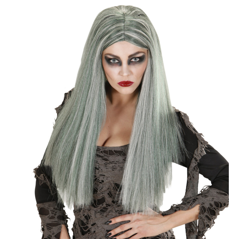 Čarodějnická šedá paruka dlouhá