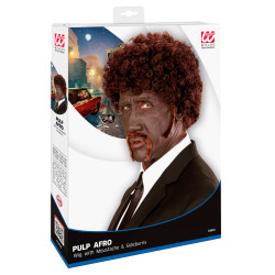 Paruka hnědé afro s vousy