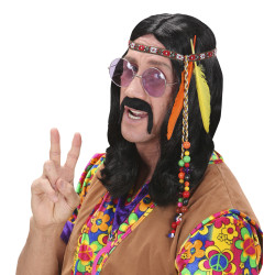 Čelenka hippie s korálky a peřím