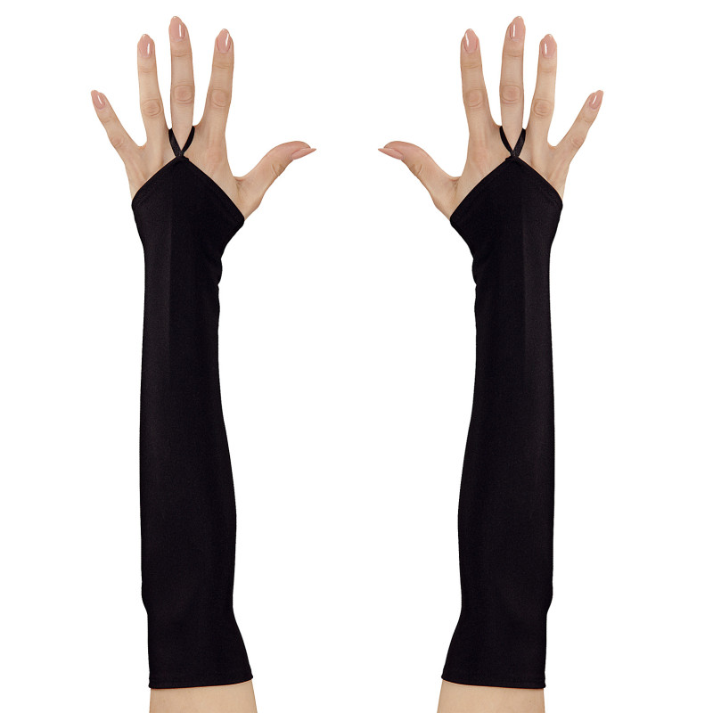 Rukavičky černé s poutkem na prst saténové