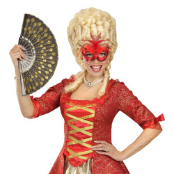 Škraboška s peřím červená